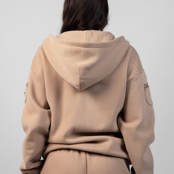 Comfrt Travel Essentials Zip Hoodie Latte Color Unisex Sweatshirt - Picture 5 of 6